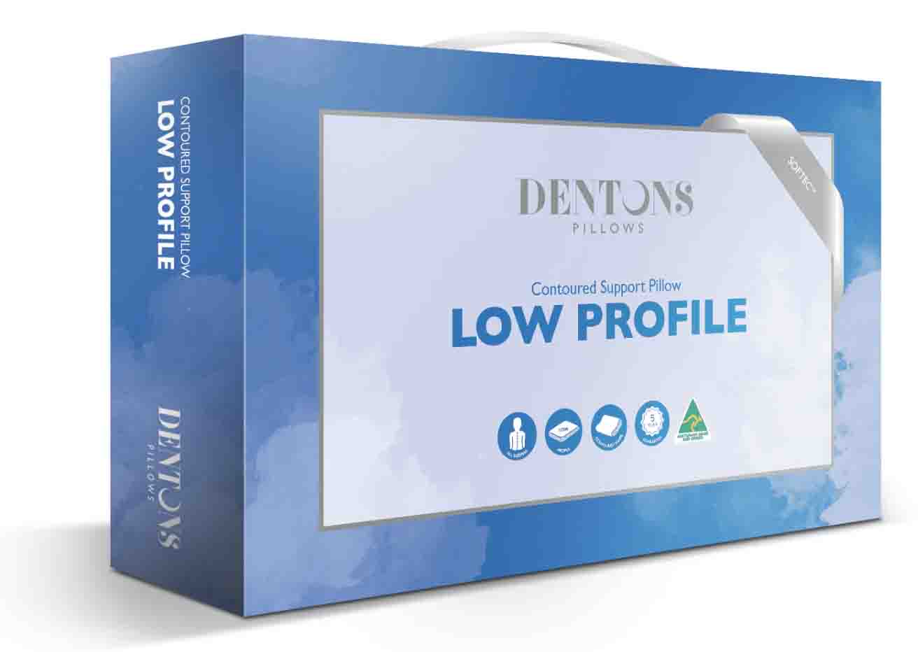 Contoured low profile Dentons pillow